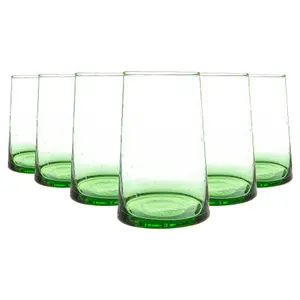 Nicola Spring - Merzouga Recycled Highball Glasses - 320ml - Green - Pack of 6