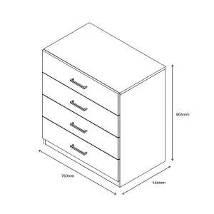 Atomia Matt & high gloss white 4 Drawer Deep Chest of drawers (H)804mm (W)750mm (D)466mm