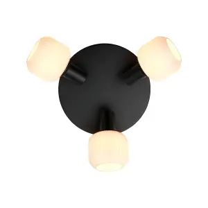 Nordlux Milford Mini 3-Rondel Indoor Living Dining Kitchen Bedroom Ceiling Light In Black (Diam) 10cm