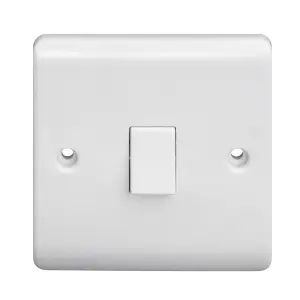 LAP White 10A 1 way 1 gang Raised slim Light Switch, Pack of 5