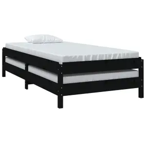 Berkfield Stack Bed Black 90x190 cm Solid Wood Pine