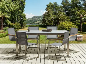 Set of 4 Garden Chairs COSOLETO Stainless Steel Grey