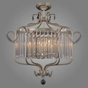 Luminosa Classic Hanging Pendant Champagne Silver 6 Light , E14