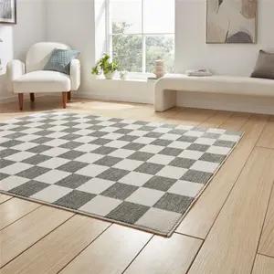 Baltimore 66618 Checkerboard Geometric Modern Rugs in Green - 200x290cm