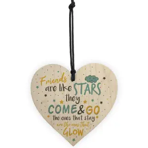 Red Ocean Friendship Gifts Friends Are Like Stars Handmade Hanging Wooden Heart Sign Birthday Keepsake Gift