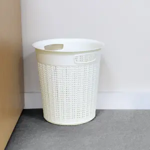 JVL Knit Design Loop Plastic Round Bin, Ivory