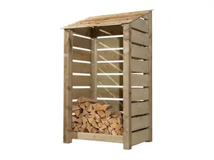 Slatted Slatted wooden log store W-99cm, H-180cm, D-88cm - natural (light green) finish