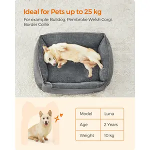 Polyester Pet Bed Light Grey / 25cm H x 75cm W x 90cm D