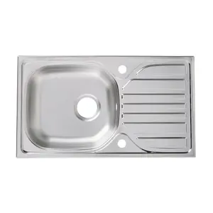 Turing Polished Inox Stainless steel 1 Bowl Sink & drainer 435mm x 760mm