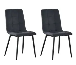 MCC Direct Henri Faux Suede Leather Dining Chairs Set of 2 Black