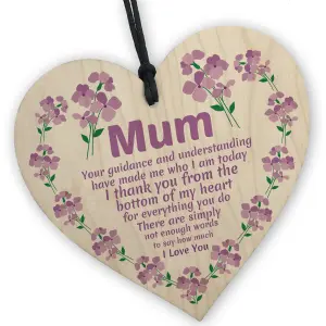 Red Ocean I Love You Mum Gift For Mothers Day Birthday Wood Heart Mum Gifts From Daughter Son Thank You Gift For Mum