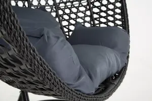 Black Onyx hanging egg chair with rain cover