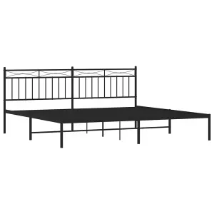 Berkfield Metal Bed Frame with Headboard Black 193x203 cm