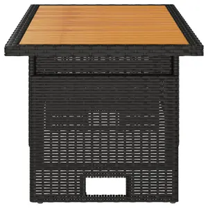 Berkfield Garden Table Black 100x50x43/63 cm Solid Wood Acacia&Poly Rattan