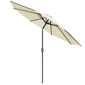 SunDaze 2.7M Cream Garden Parasol Sun Shade Umbrella with Crank Handle & Tilt Mechanism