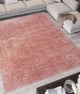 Lagom Collection Solid Design Shaggy Rug in Pink