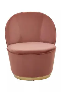 Interiors by Premier Luxurious Dusty Pink Velvet Gold Base Chair, Modern Armless Chair For Livingroom, Wooden Chair For Bedroom