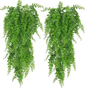 Huryfox Artificial Hanging Plants Fern Vine - Fake Ivy Leaves Decoration For Indoors & Outdoors, Faux Foliage Greenery Decor For Living Room,