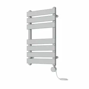 Rinse Bathrooms Flat Panel Electric Heated Towel Rail Touch Screen Timer Bathroom Radiator Prefilled Chrome 650x400mm 400W