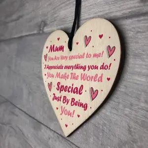 Red Ocean Novelty Mum Gift Wooden Heart Sign Gift For Mothers Day Birthday Gift For Her