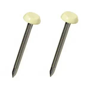 1000 x Cream UPVC 40mm Poly Top Pins Plastic Headed Fascia Fixings