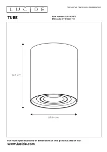 Lucide Tube Modern Surface Mounted Ceiling Spotlight 9,6cm - 1xGU10 - Satin Chrome