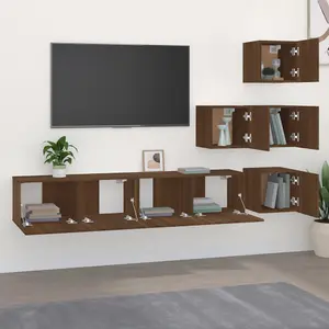 Berkfield Wall-mounted TV Cabinet Brown Oak Engineered Wood