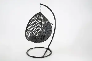 Black Onyx hanging egg chair with rain cover