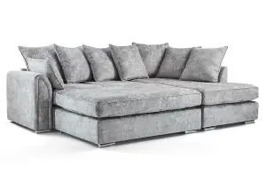 Chiswick Right Hand Facing Corner Sofa with Footstool Silver