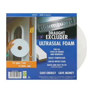 Stormguard Ultraseal Superior Foam Draught Excluder - White, 5M Pack