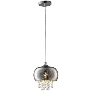 Milagro Starlight Chrome Pendant Lamp 1XE14 A Stunning Range With 22CM Glass Shades Housing Chrome Fitments And Gorgeous Crystals