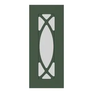 GoodHome Artemisia Matt dark green Shaker Glazed Cabinet door (W)300mm (H)715mm (T)18mm