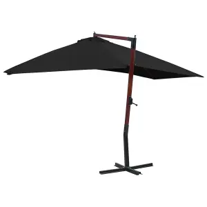 Berkfield Hanging Parasol with Wooden Pole 400x300 cm Black