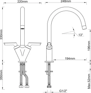 Cooke & Lewis Treur Chrome effect Kitchen Monobloc Tap