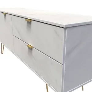 Fuji 2 Drawer 2 Door Wide Sideboard in Marble (Ready Assembled)