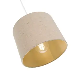 Modern Taupe Linen Fabric Small 8 Drum Lamp Shade with Matching Satin Lining