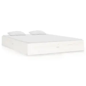 vidaXL Bed Frame White Solid Wood 135x190 cm Double