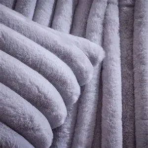 DUSK Ribbed Faux Fur Throw 1.5x2m - Dove Grey