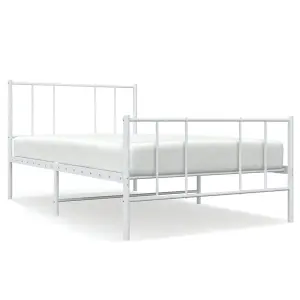 Berkfield Metal Bed Frame with Headboard and Footboard White 100x200 cm