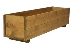 Large Wooden Garden Planter Decking Pot Tan BrownTrough 90 cm