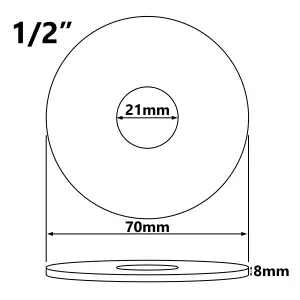 Tycner 21mm (1/2") Collar Chrome Plated Steel Valve Tall Hole Cover Tap Rose 8mm Height