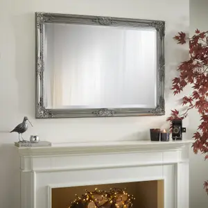 Wall Mirror Highbury Rectangular Shape with Antique Silver Frame- H 104cm x W 74cm x D 3.5cm for Hanging in any Living Area