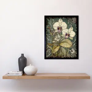 Sutphen William Morris Style White And Purple Orchid - Single Picture Frame Print