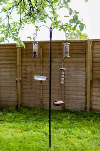 3 Arm Bird Feeding Station Complete Wild Bird Feeder 3 Hanging Brackets Water Dish