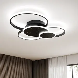 5 Circles Classic Black Finish Starry Sky LED Ceiling Light Fixture in White Light for Living Room Dining Room