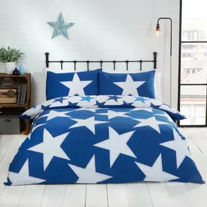 Sally Polyester Geometric Shapes Duvet Cover with Pillowcases Navy / Double - 2 Standard Pillowcases