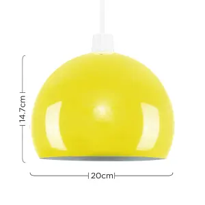 ValueLights Arco Yellow Dome Ceiling Pendant Shade and E27 GLS LED 10W Warm White 3000K Bulb