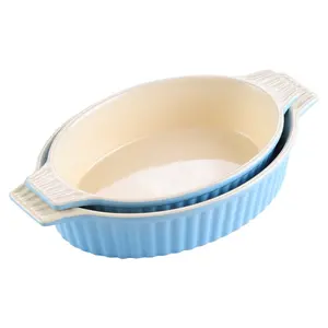  2-Piece Ceramic Baking Dish Set Blue