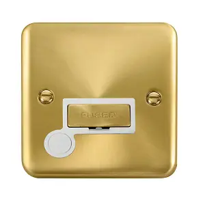 Curved Satin / Brushed Brass 13A Fused Ingot Connection Unit With Flex - White Trim - SE Home