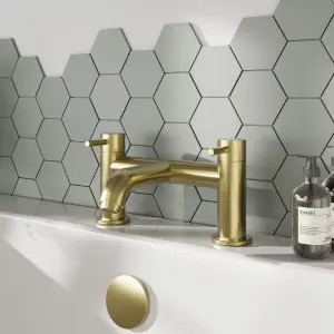 Round Minimalist Deck Mounted Bath Filler Tap - Brushed Brass - Balterley